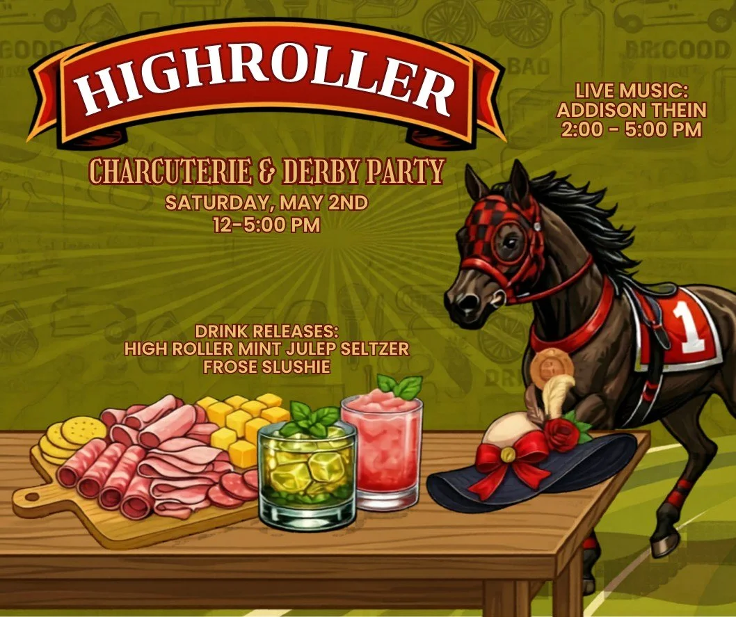 It&rsquo;s Derby Day at the taproom! 🐎 Join us tomorrow - Saturday, May 2nd, from 12-5 PM. 

🥃 New Release: High Roller&mdash;our barrel-aged Orange Mint Julep seltzer.
🧀 Charcuterie platters from St. Joe Meat Market
🎶 Live Music: Addison Thein (