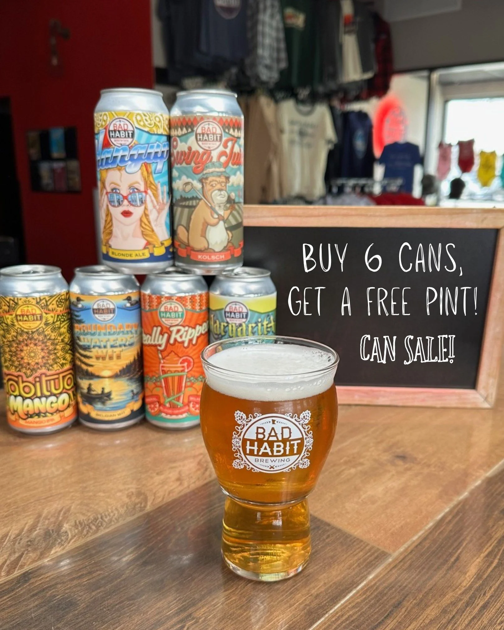 Stock up for the week and let us buy you a round! This Sunday only, when you grab any 6-pack of cans to-go, you get a FREE pint to enjoy in the taproom.

Whether you're grabbing our brand-new Boundary Waters Wit or the fan-favorite Really Ripped Impe
