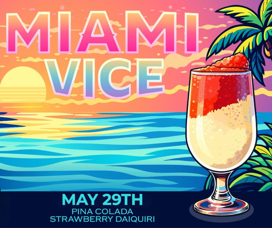 Pina Colada + Strawberry Daiquiri = 🥳

Miami Vice slushies will be flowing this Friday - come beat the heat with this refreshing favorite. 

#badhabitbrewing #visitjoetown #slushieseason