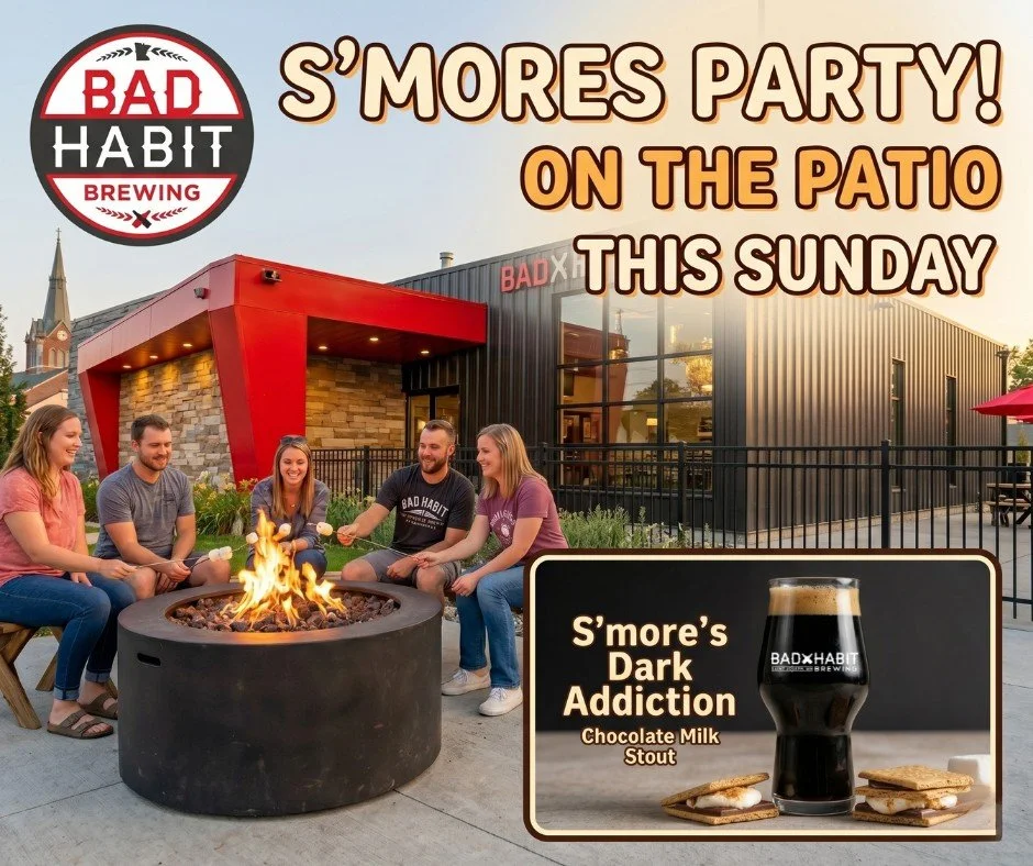 We're wrapping up the weekend with a S'mores Party on the patio this Sunday! Come roast a marshmallow and pair it with a fresh pour of S'more's Dark Addiction Chocolate Milk Stout. 

You bring the family, and we'll provide the fixings. See you on the
