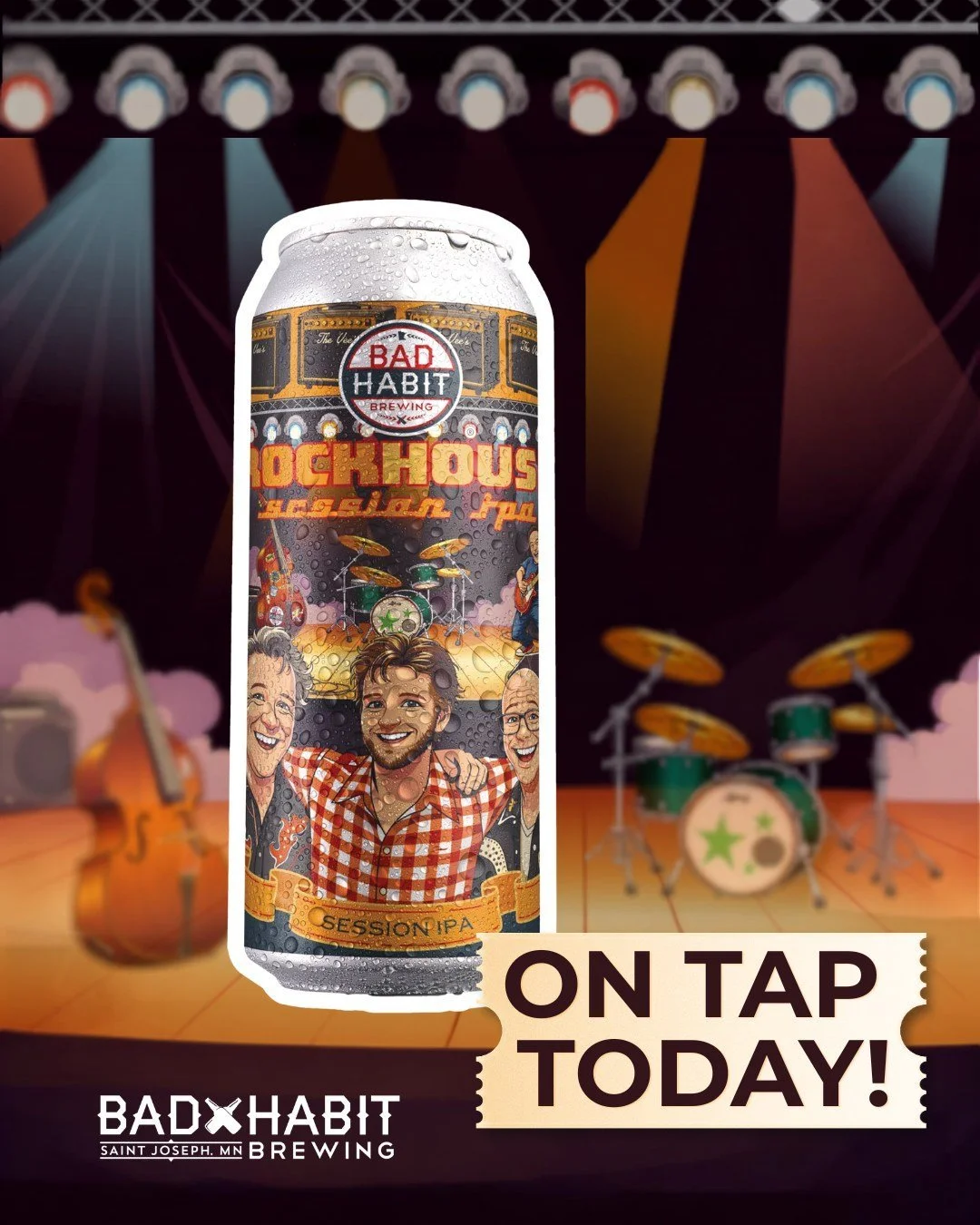 Our Rockhouse Session IPA&mdash;a special collaboration with our friends The Killer Vees&mdash;is OFFICIALLY on tap today!

🍻Taproom opens at 2:00

@thekillervees #badhabitbrewing #visitjoetown #beerrelease