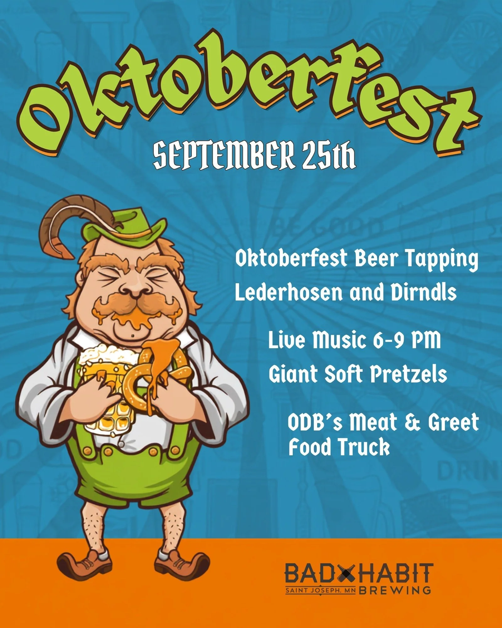 📣Save the date - Friday, September 25th - OKTOBERFEST!🍻

Great beer, food, and live music to celebrate fall.

#badhabitbrewing #visitjoetown #oktoberfest #OktoberfestSeason