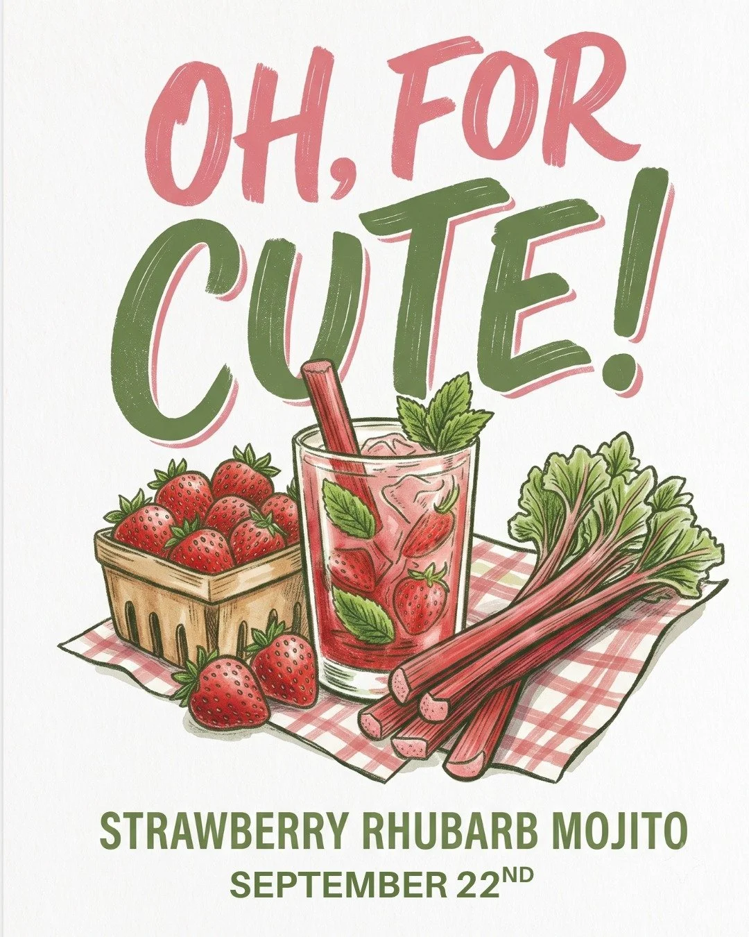 Ope... Don't say we didn&rsquo;t warn ya! The crowd-favorite "Oh, For Cute!" Strawberry Rhubarb Mojito is officially making its return to the taproom on September 22nd.

Last time we tapped this sweet 'n tart legend, it was gone faster than
