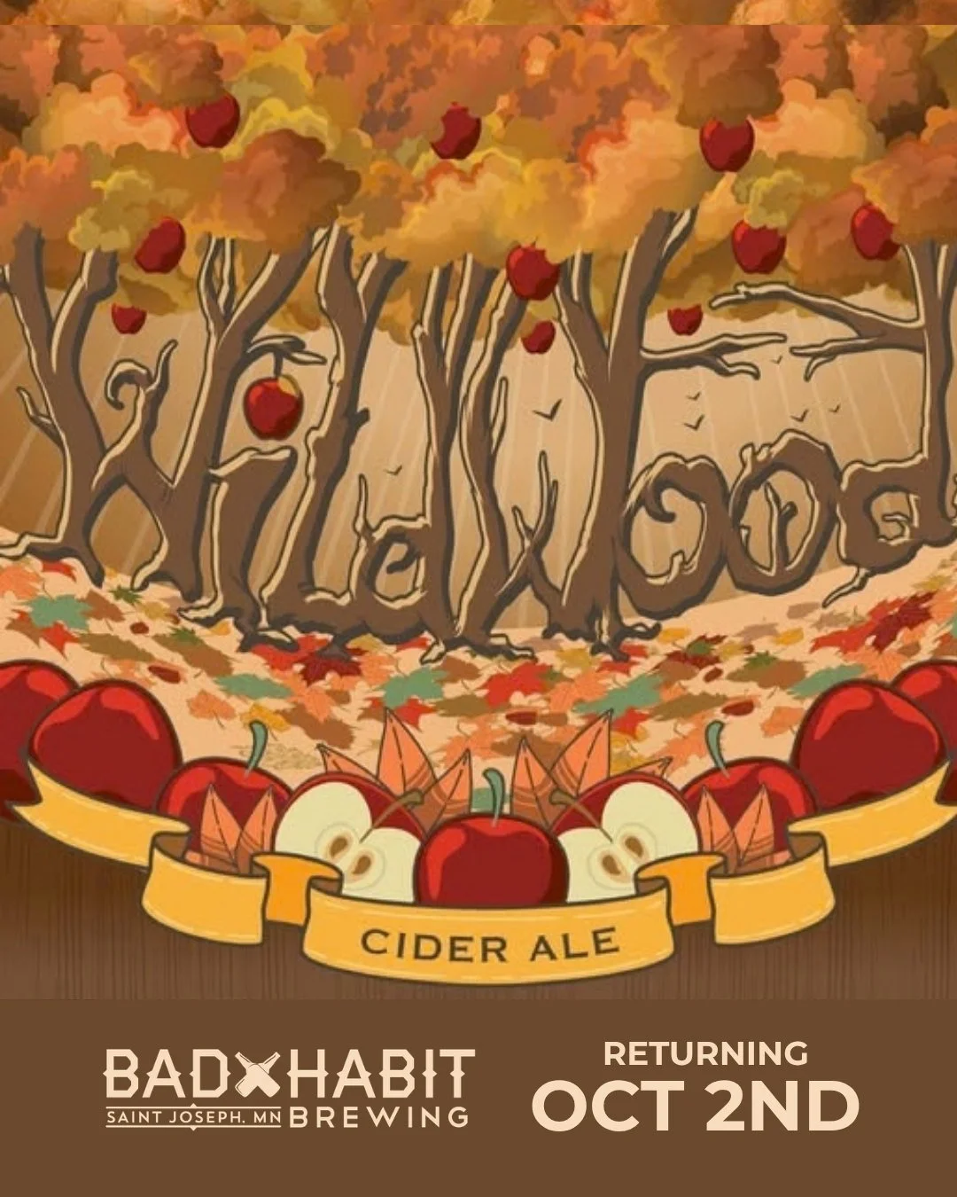 Wildwood Cider Ale is Back! 

Made with locally sourced ingredients, it is all things we love about fall in a glass. This is a small batch - head into the taproom on October 2nd to grab a pint before it's gone. 

#badhabitbrewing #visitjoetown #fallv
