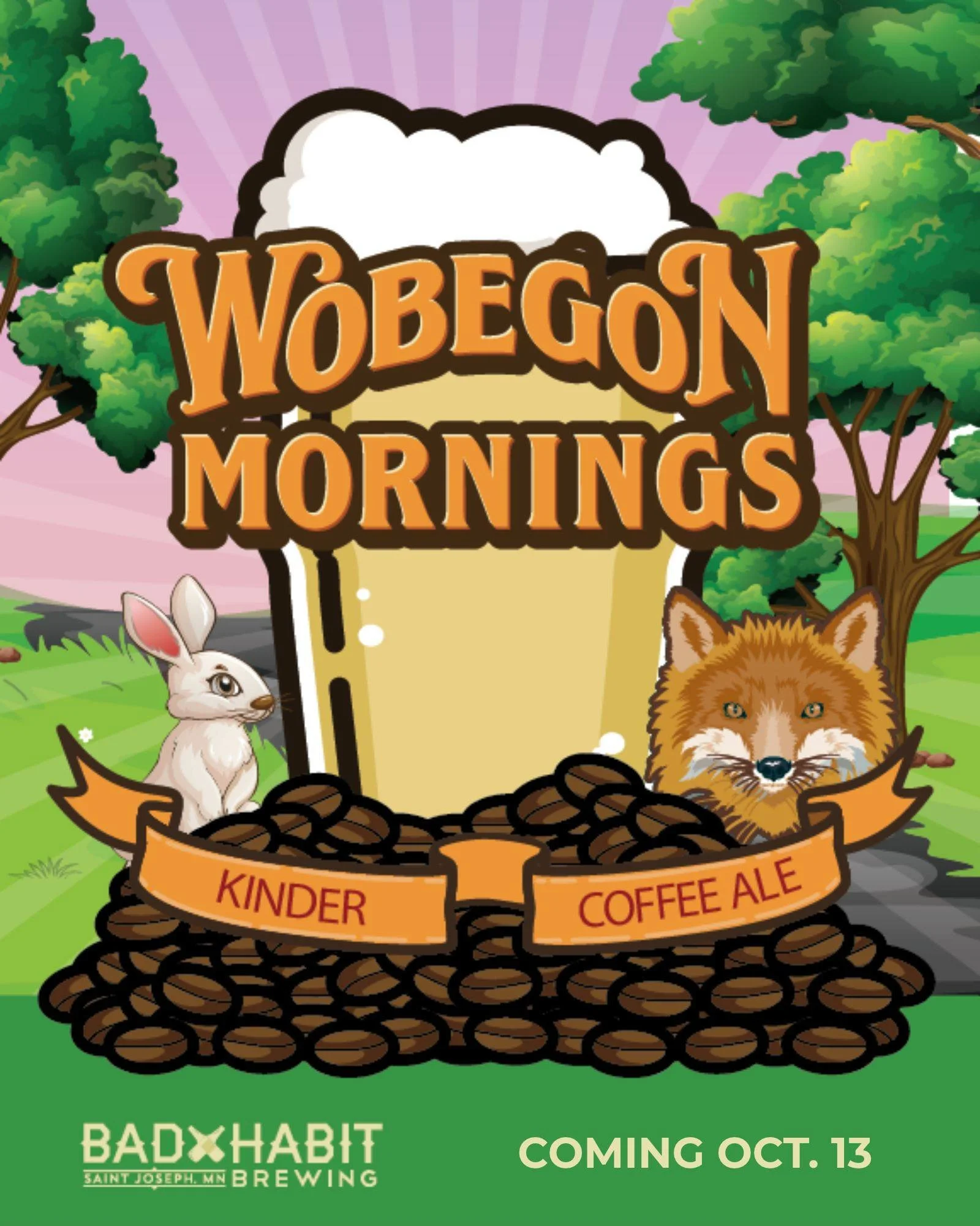 Rise and grind! ☕️🍻

We teamed up with our friends  @kindercoffeelab (St. Cloud, MN) to bring you Wobegon Mornings&mdash;a rich, smooth Coffee Ale crafted with their premium roast.

Whether you're a craft beer fan, a coffee addict, or both, this loc