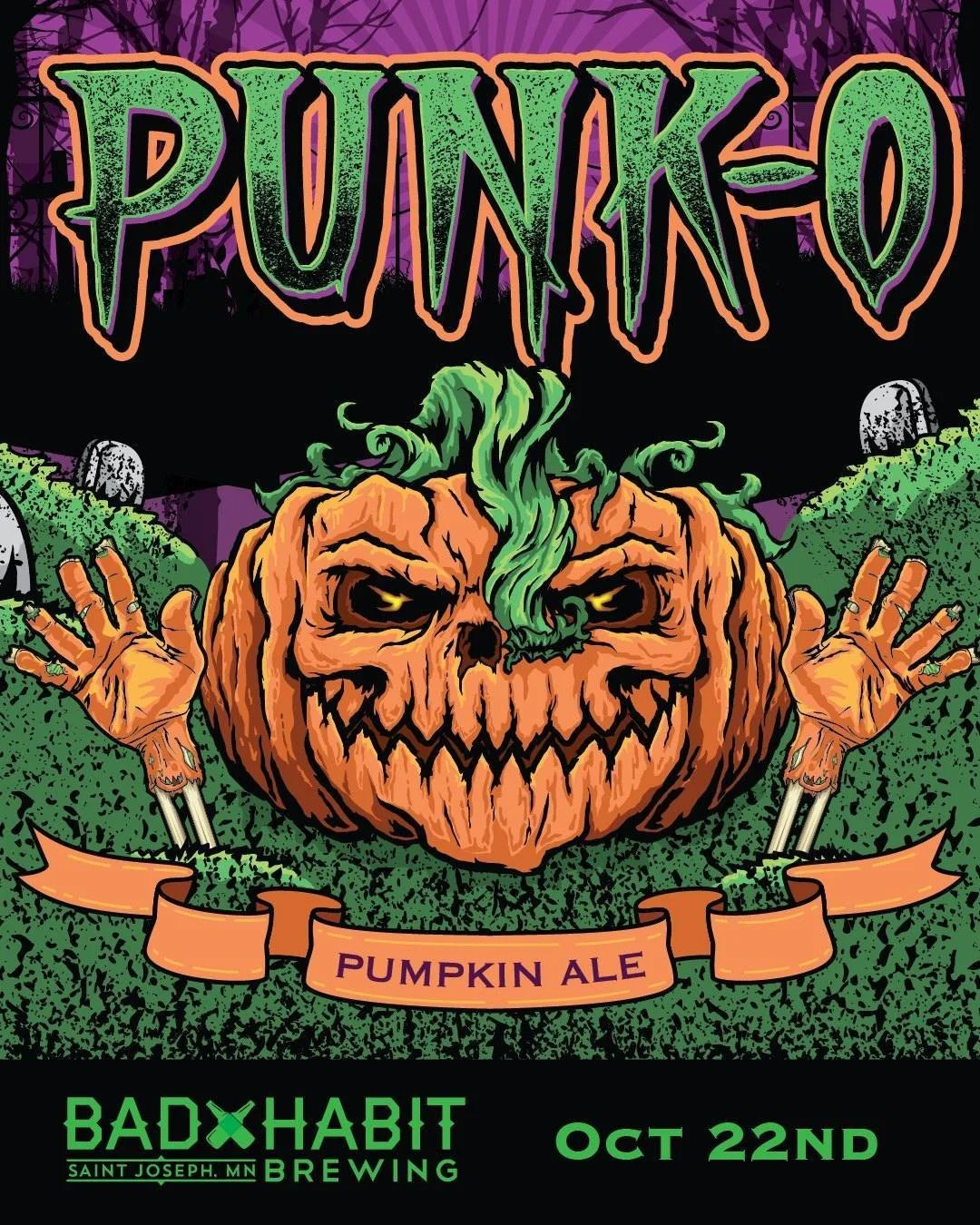IT&rsquo;S ALIVE! 🎃🍺

One of our favorite Halloween brews is making a return to the Bad Habit taproom!

PUNK-O Pumpkin Ale&mdash;spiced just right, delightfully smooth, and packed with all the crisp fall vibes you&rsquo;ve been missing. 

✨ SPECIAL