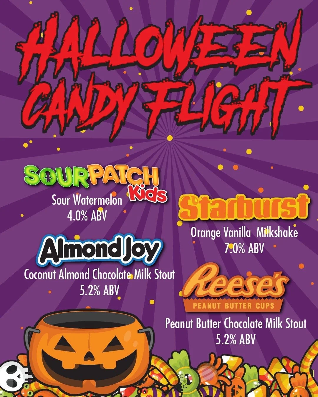 Halloween Candy Flights - Releasing on Friday! 

Which one is your favorite? Drop it in the comments 👇

#badhabitbrewing #visitjoetown #halloween #halloweencandy