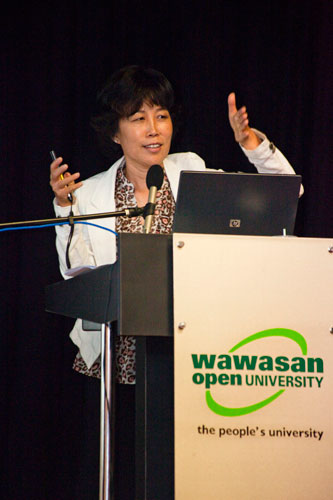 Prof Insung delivers her talk.