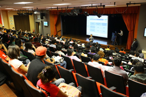Welcoming the new students at the main campus in Penang.