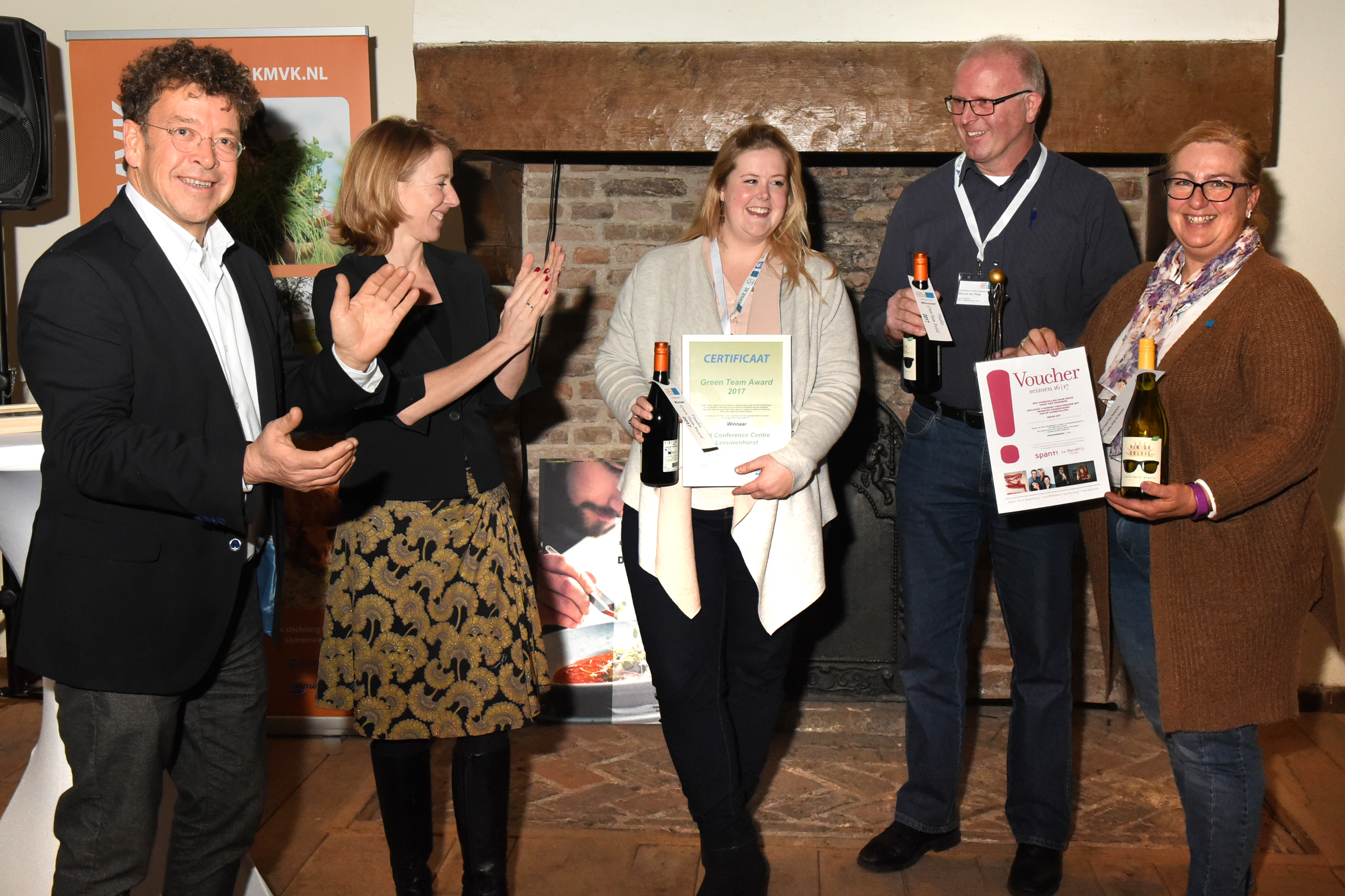 Winners of the Green Team Award 2017: NH Leeuwenhorst congratulated by Mr. Erik van Dijk (Dutch Green Key coordinator) and Ms. Stientje van Velthoven (member of the Dutch Parliament)