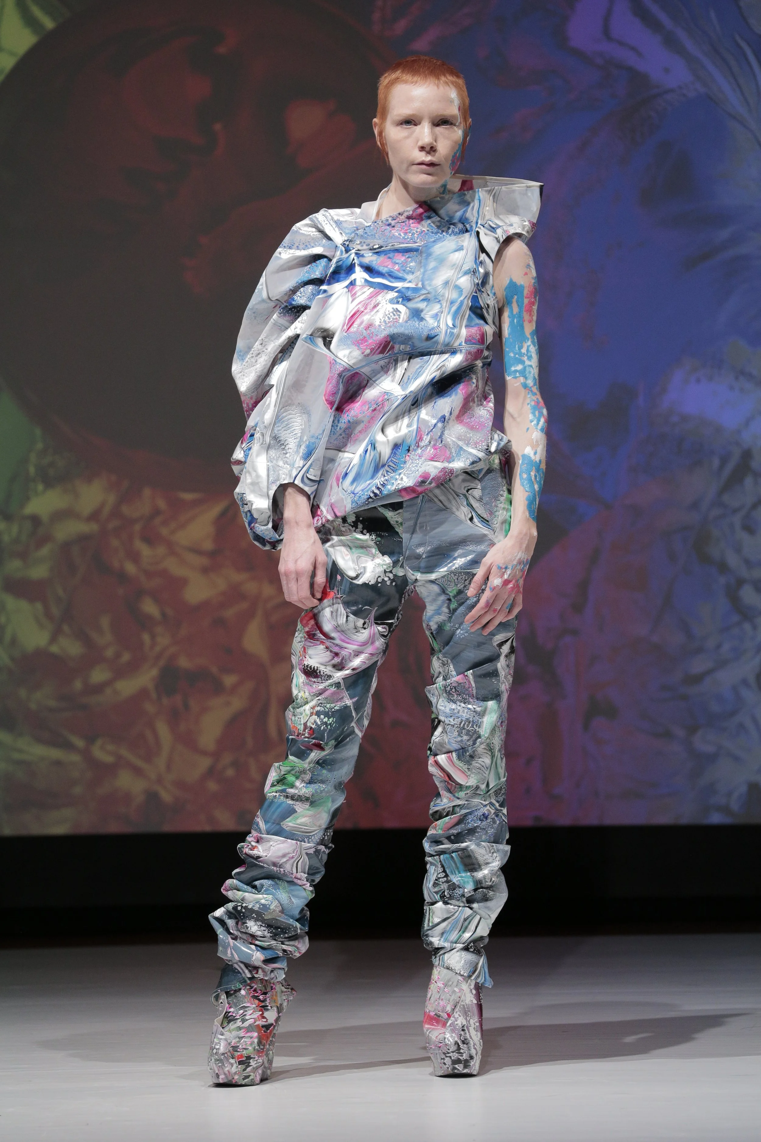  This collection used old “reject” canvases from artist Stanley Casselman to create new life in a colorful form.  