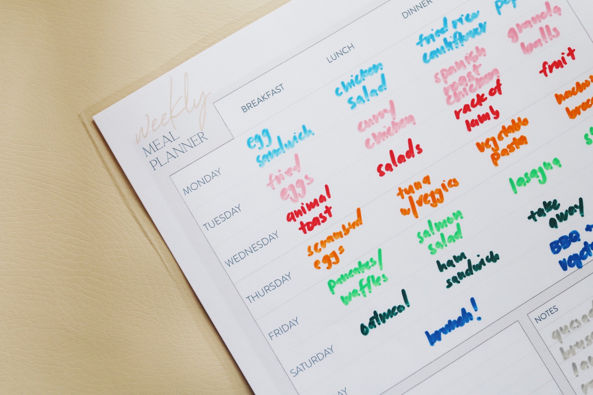 Printables — Weekly Meal Planner