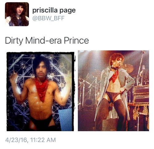 Not sure very many people could get away with this and still be taken seriously besides Prince. Pricilla wrote this wonderful piece about Prince. 