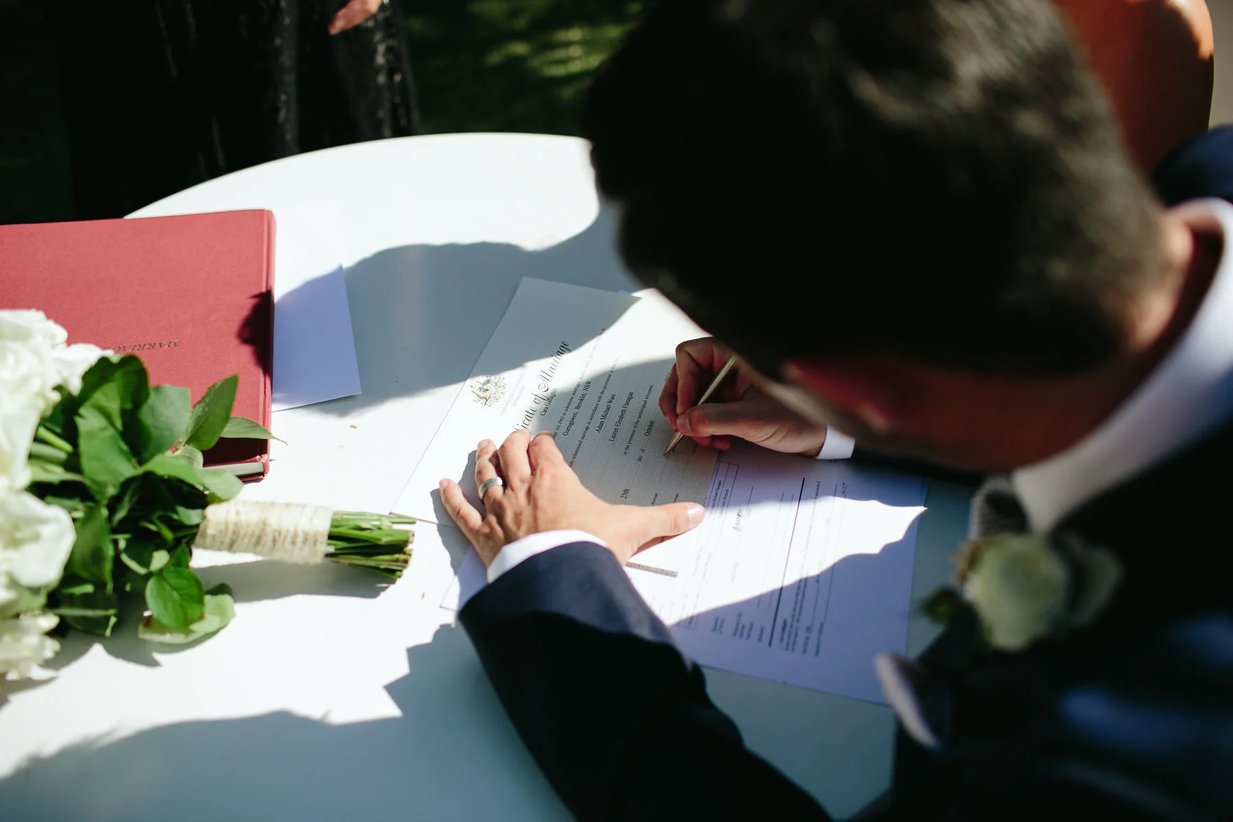 Signing the marriage certificate