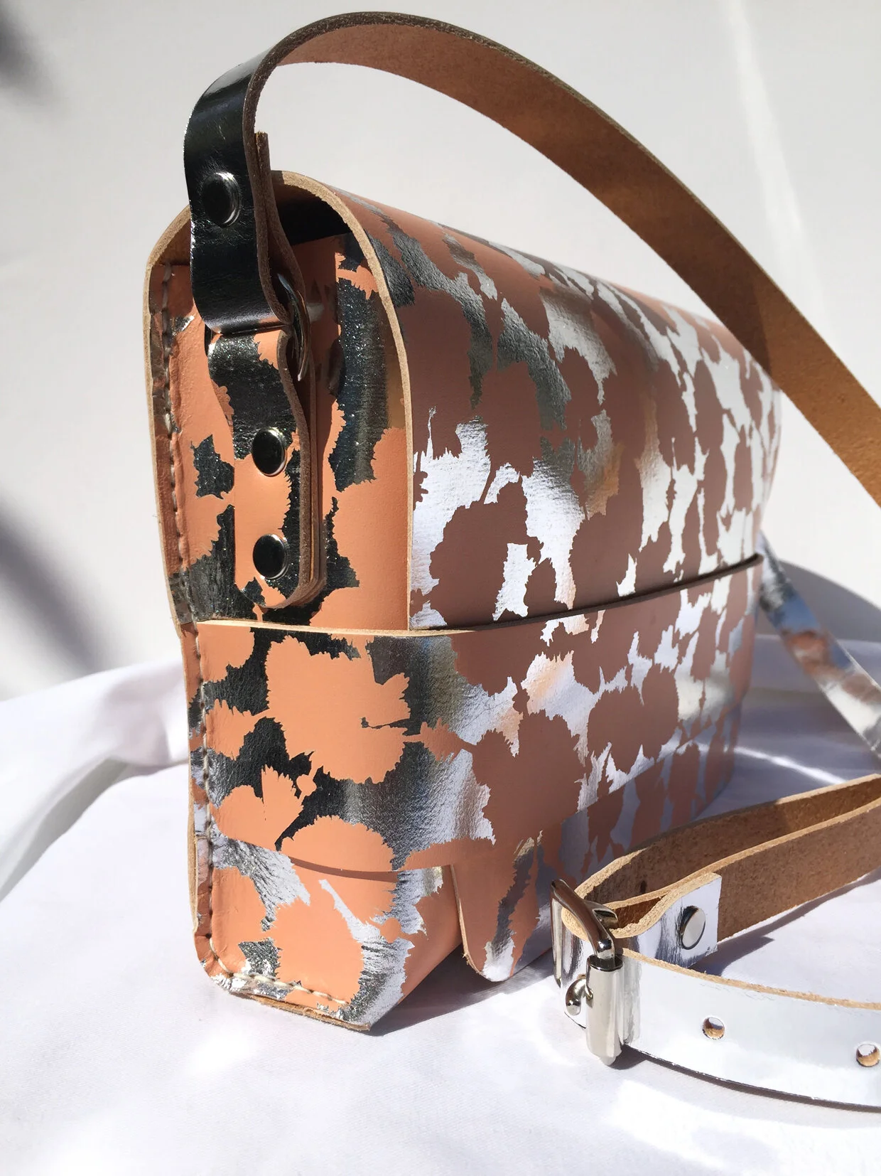 2 Joanna Vanderpuije screenprinted leather shoulder silver coral shoulder bag side.jpg