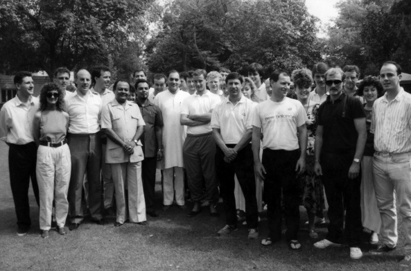 The Cheadle squad meet Rajiv Ghandi during one of the club's many overseas tours