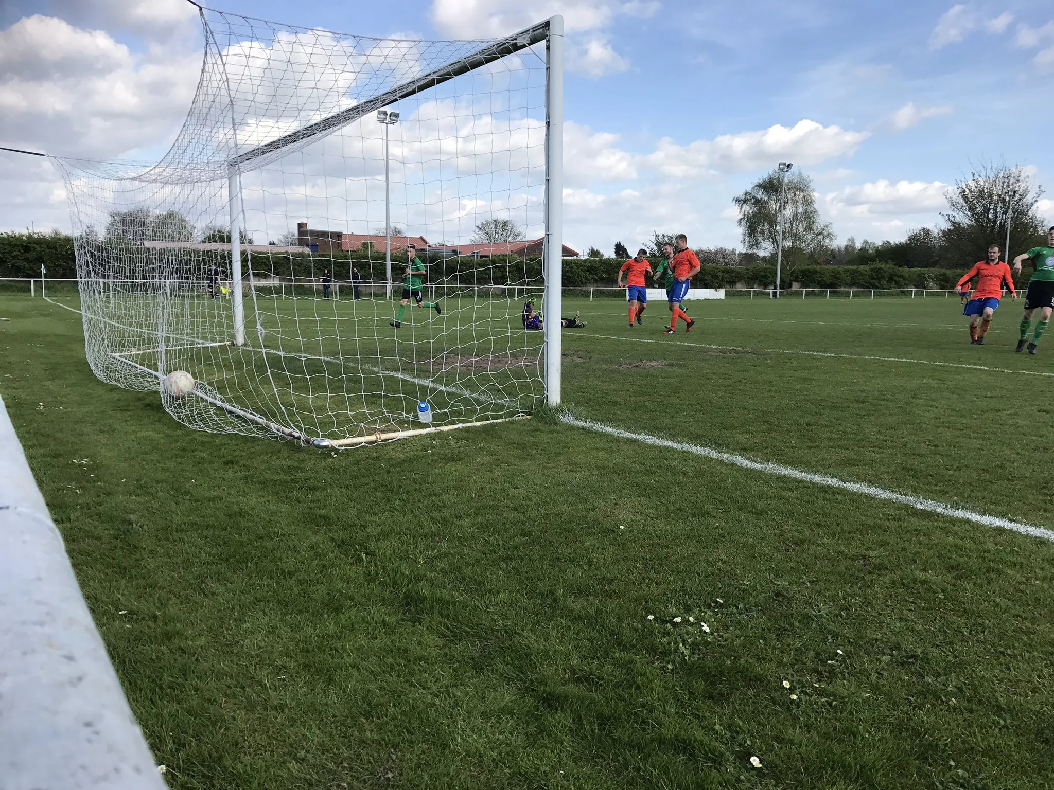 The ball nestles in the net after George Blackwell scores our sixth