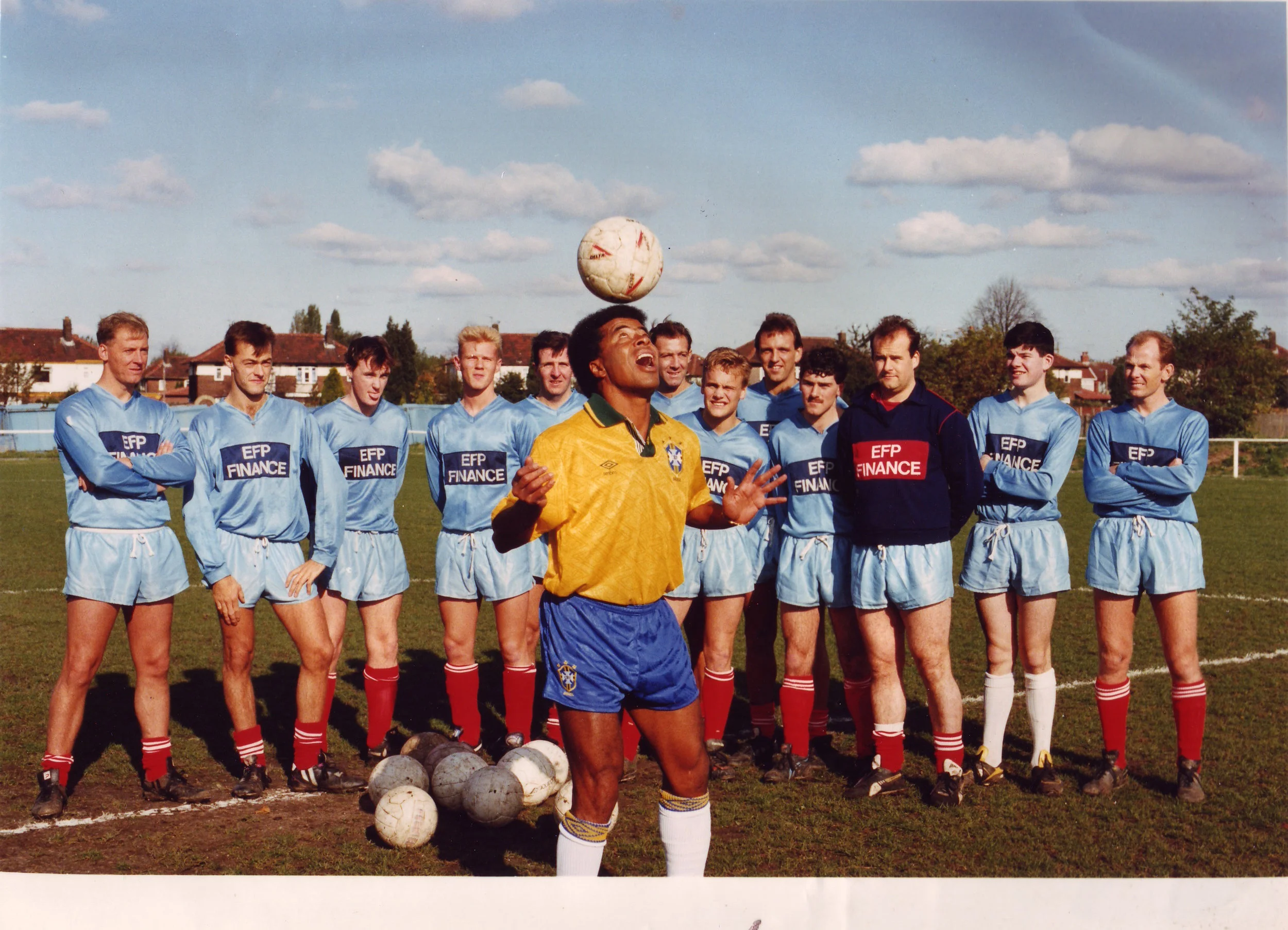 Jairzinho showing off his skills during his visit to Park Road