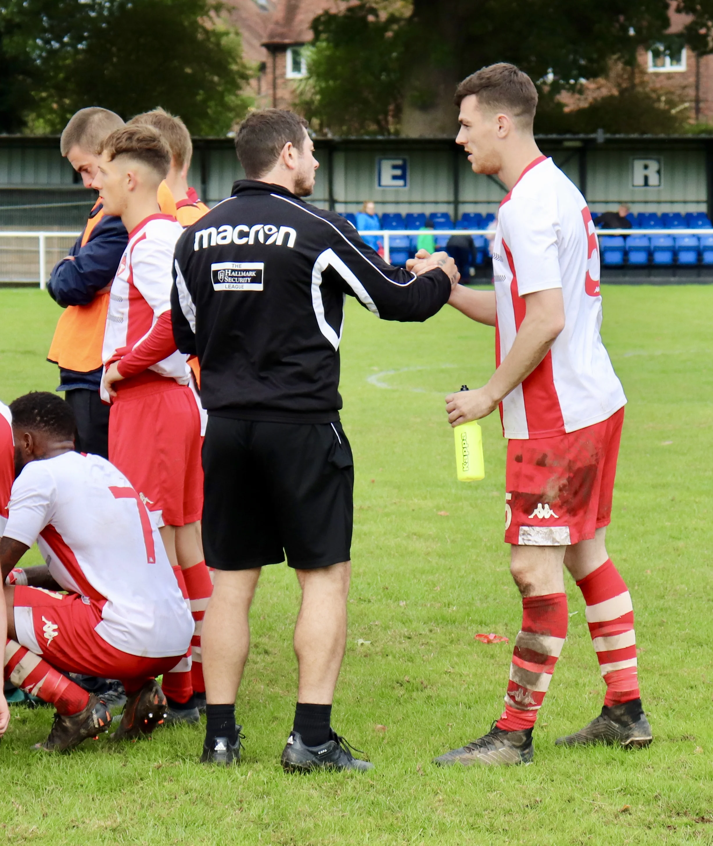 Tyler Devlin receiving his (deserved) gratitude from Chris Woods after the match
