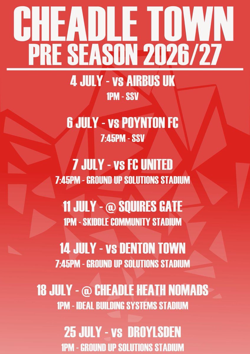 Pre Season Friendlies - Admission Pricing