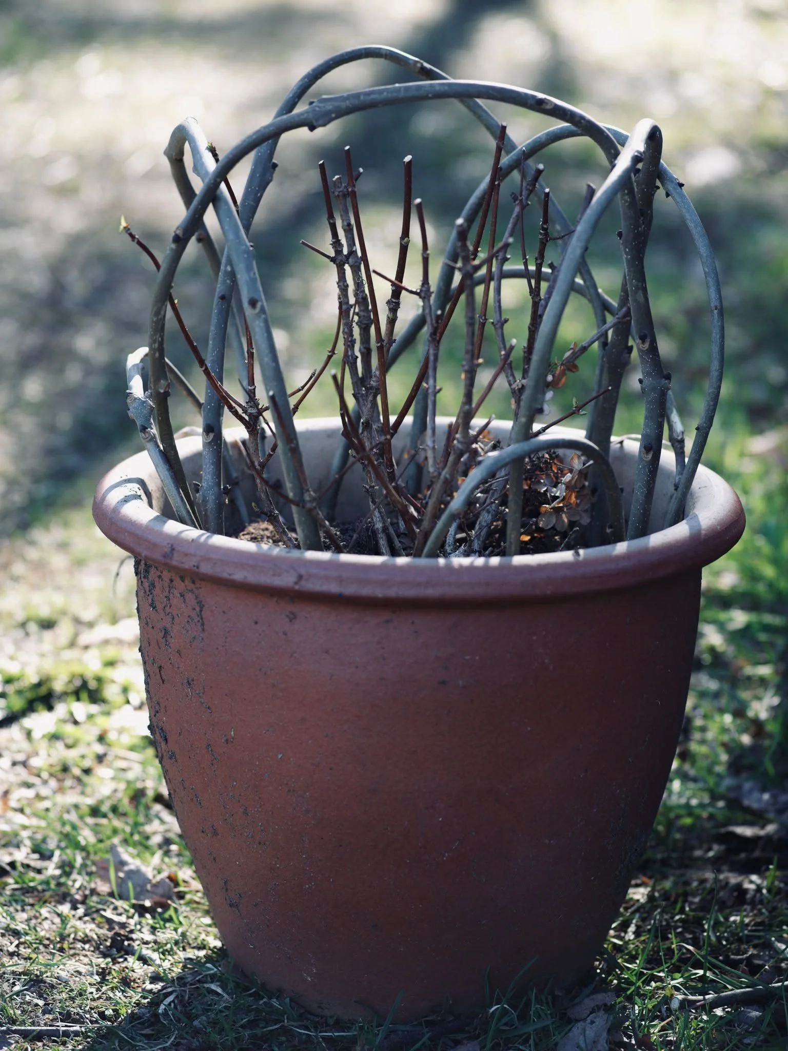 Kvister og greiner fra hagen kan skape vakre, organiske strukturer i hagen. &Aring; skape med naturens materialer er morsomt, b&aelig;rekraftig og  sanselig. Det er et gammelt h&aring;ndverk, men ogs&aring; en m&aring;te &aring; v&aelig;re til stede 