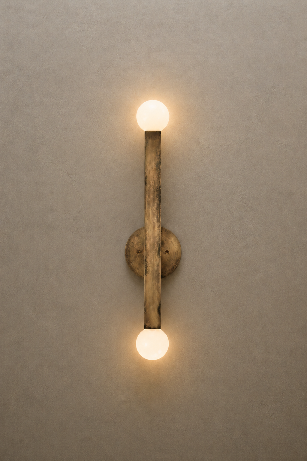 Daikon Studio Domus Sconce Aged Brass Single Gray Wall.png