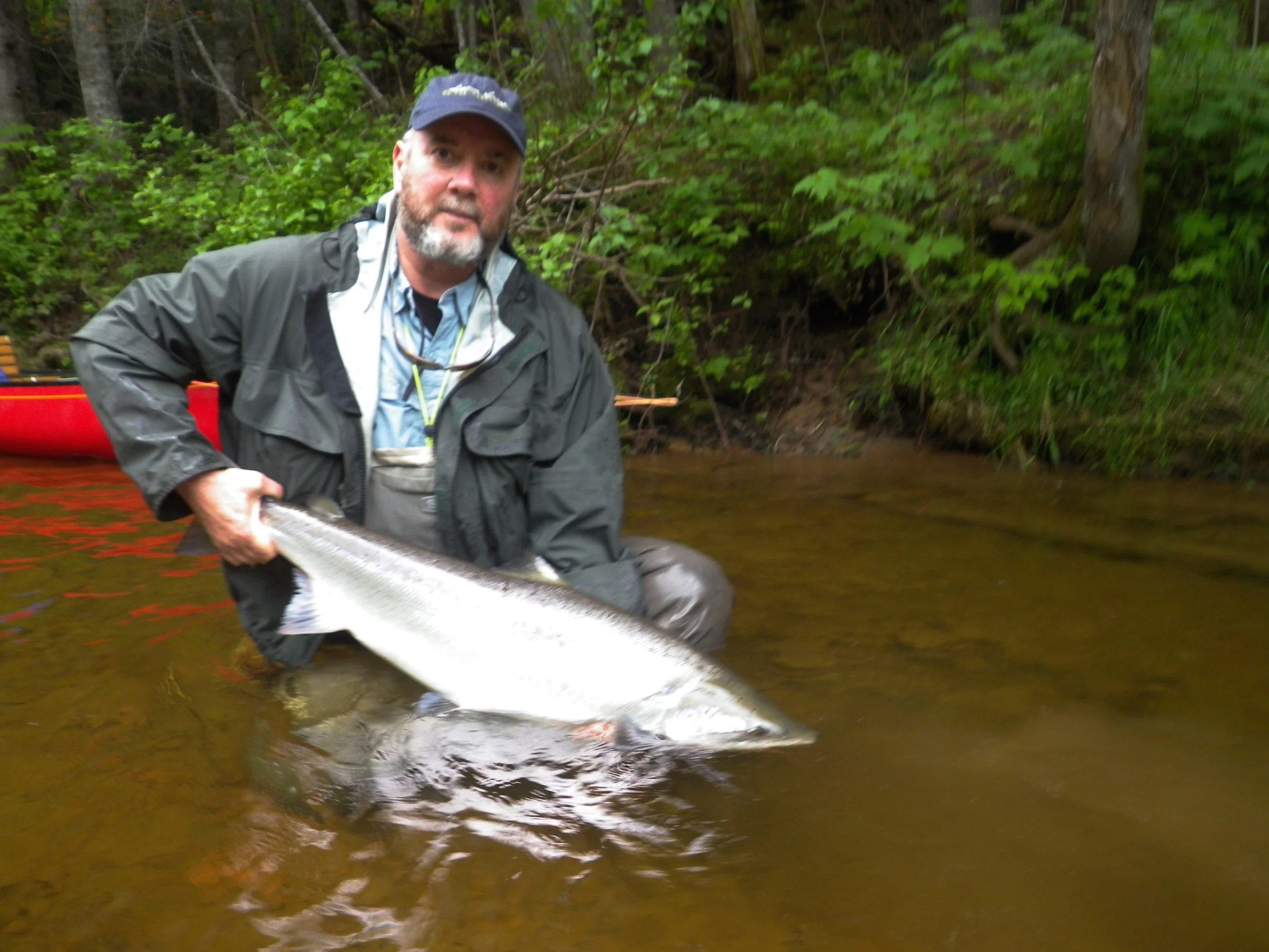 Salmon Lodge Regular David Kent with his first fish of 2016, nice one David!