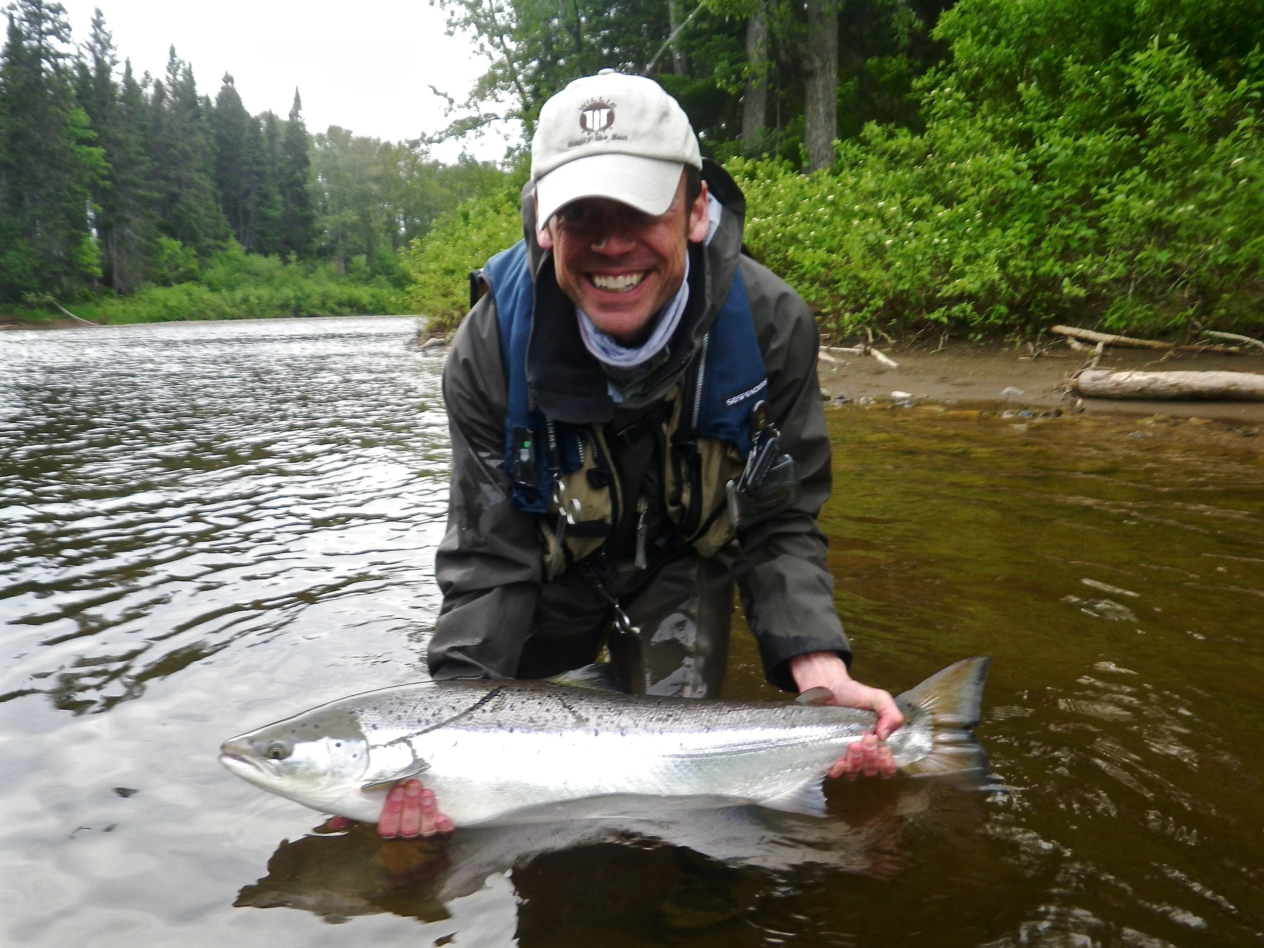 David Wood with his first Atlantic salmon from the Grand Cascapedia, Congratulations David, see you next year.