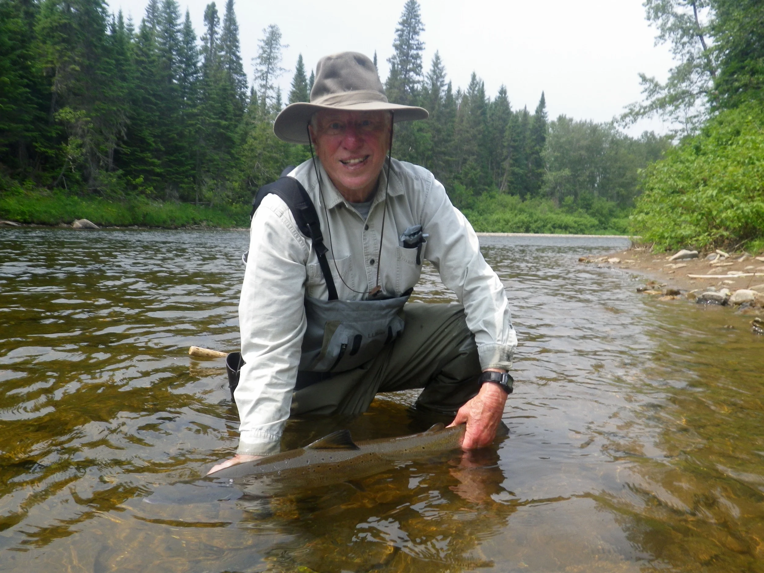 Dave Oxley with his first Grand Cascapedia salmon of 2015, it wasn't his last, Congratulations Dave!