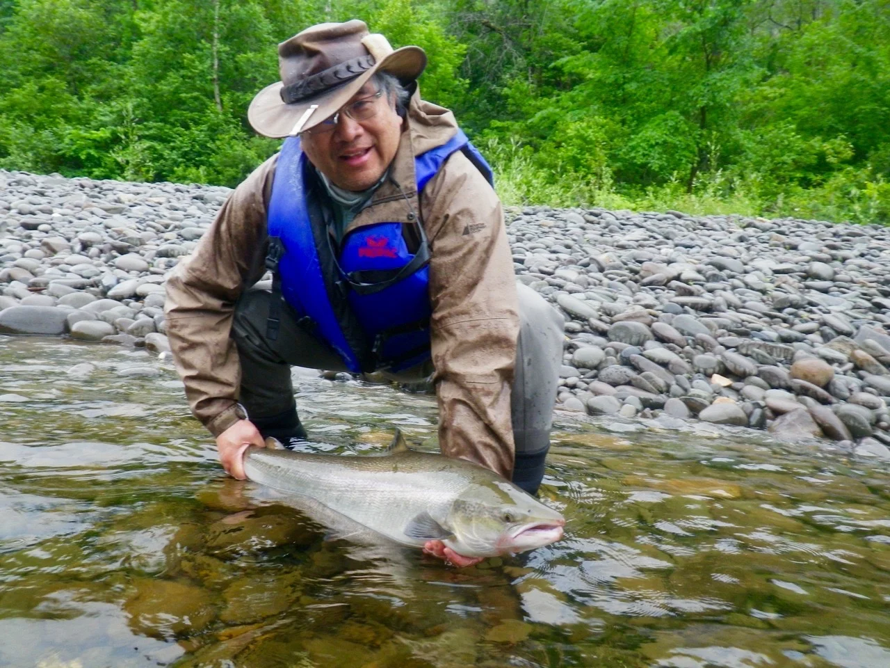 James Fong from Vancouver with his first Grand Cascapedia Salmon, way to go James.