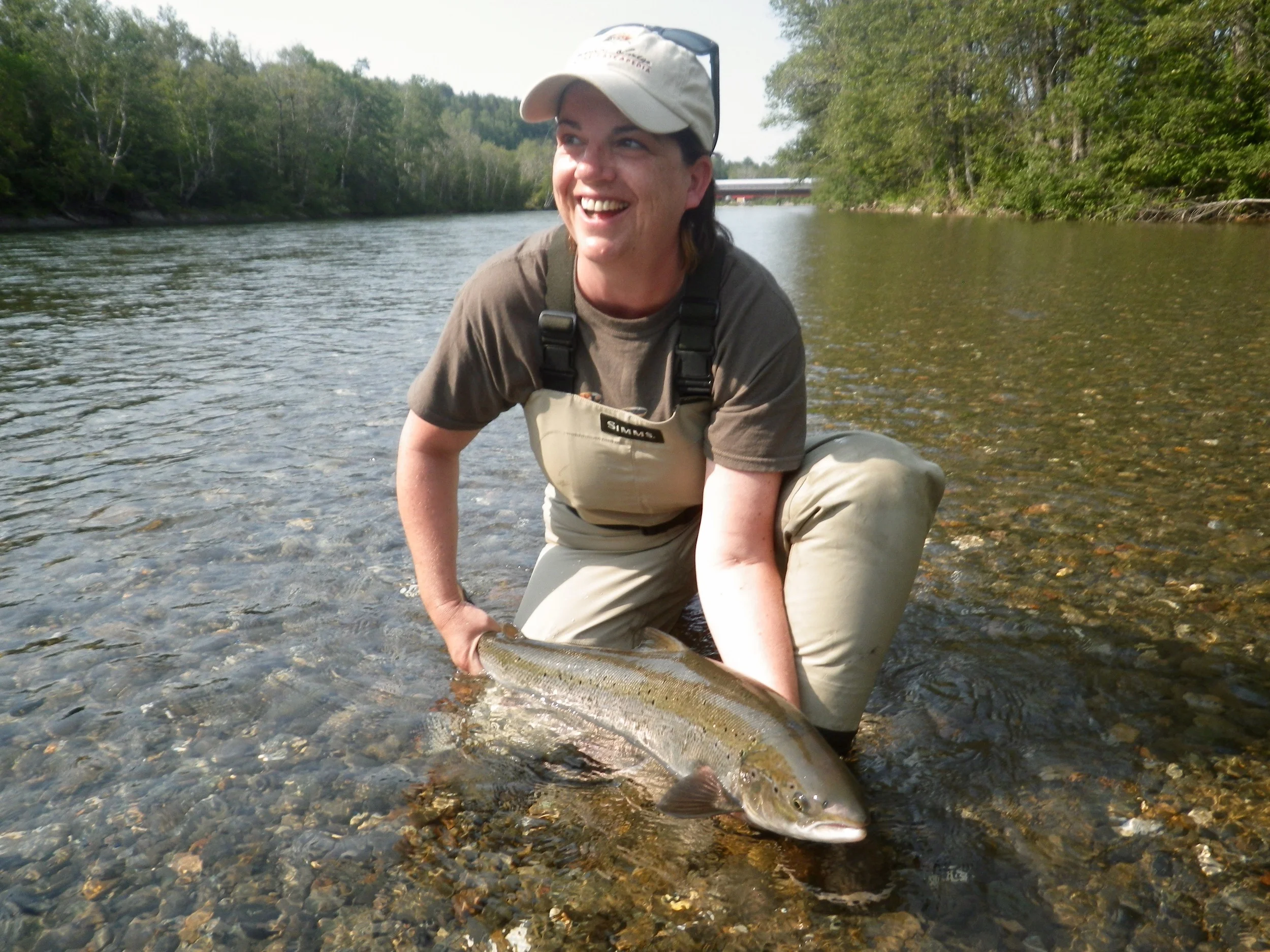 Yvonne Hoda from Switzerland with her first Salmon from The Petite Cascapedia, Congratulations Yvonne!