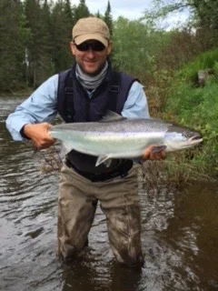 Jeppe Gregerson with his first Grand Cascapedia Salmon, Congratulations Jeppe!
