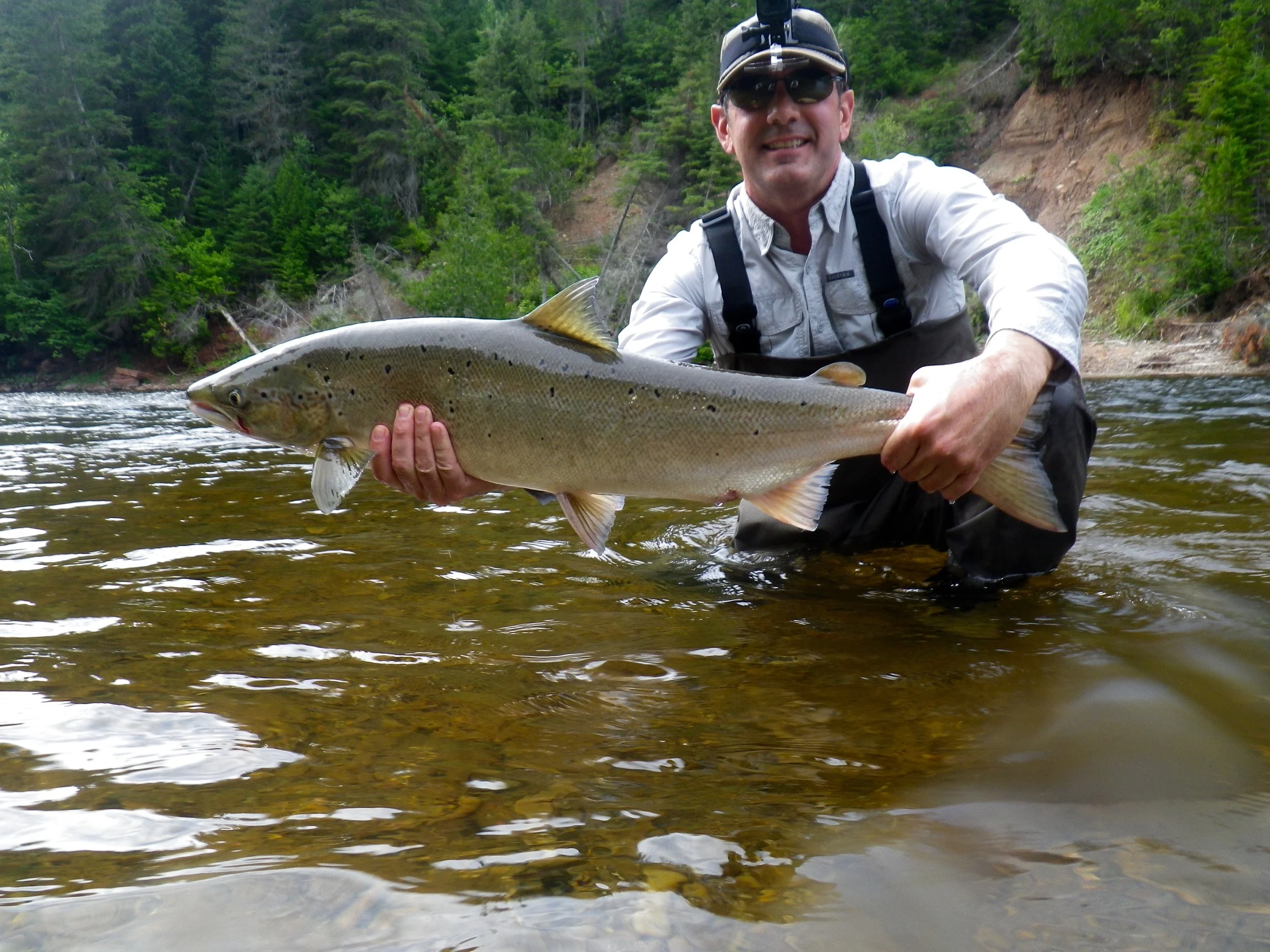 With his go-pro mounted for all the action, Stephane Perron puts a nice one back to swim another day!