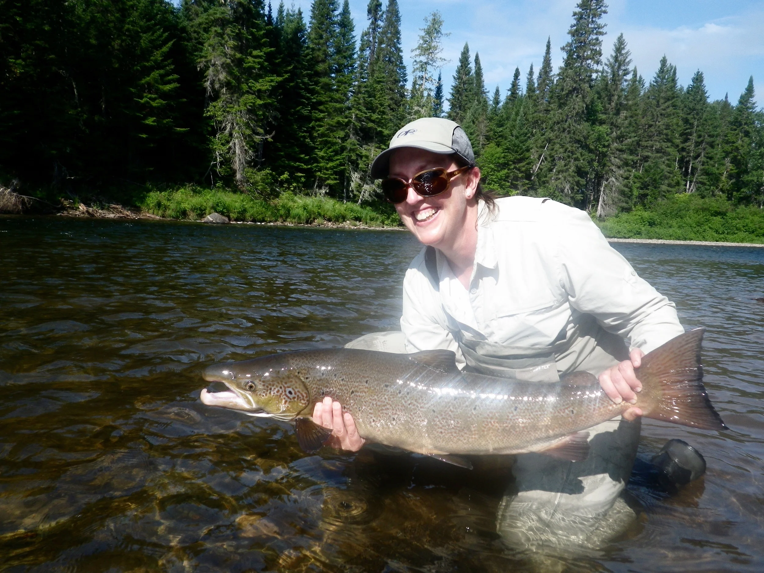 Christine Robillard with her first Grand Cascapedia salmon, Congratulations Christine!