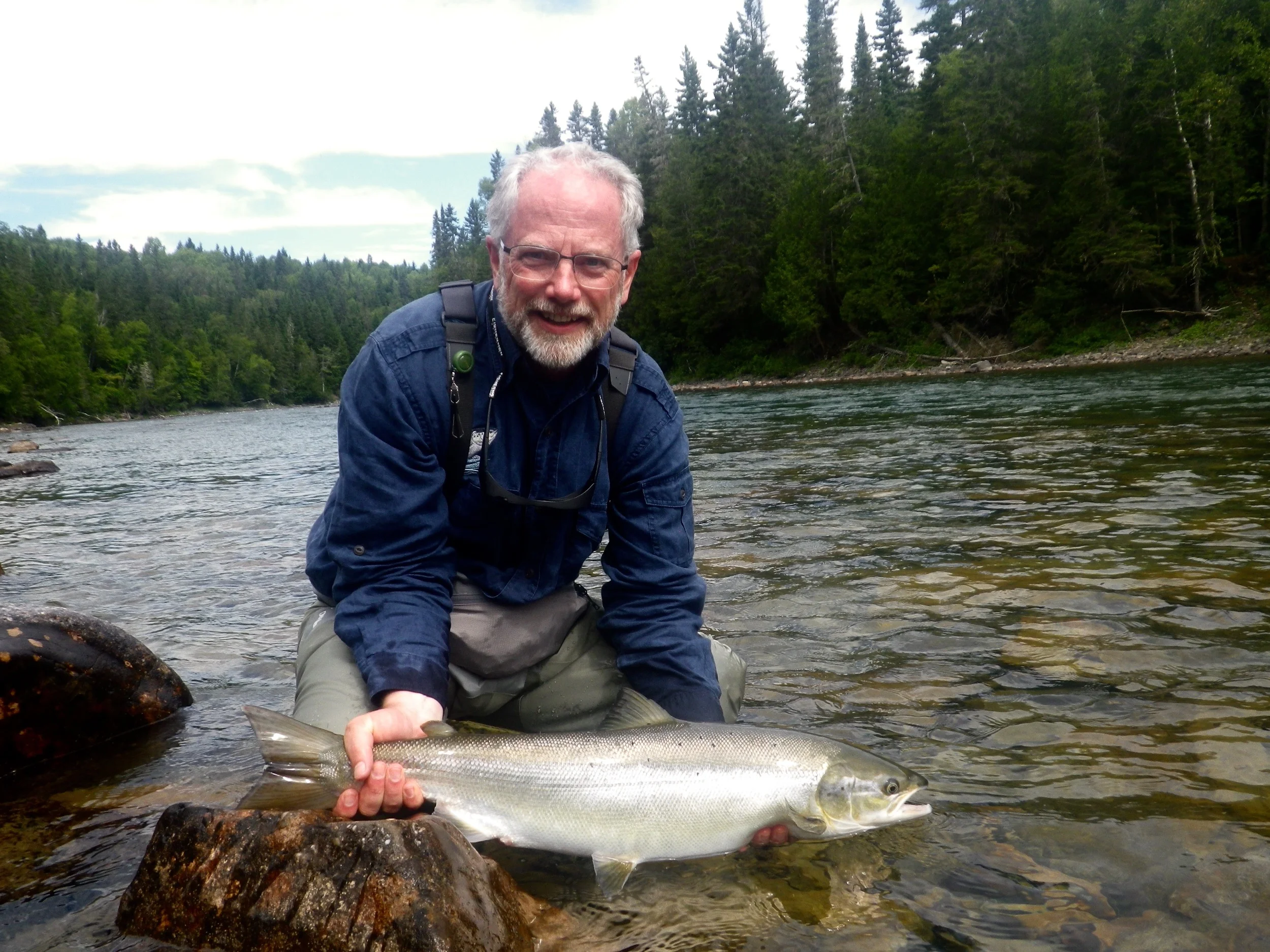 Salmon Lodge regular Charles Nicholas Edwards with his first one of 2016, nice salmon Nick!