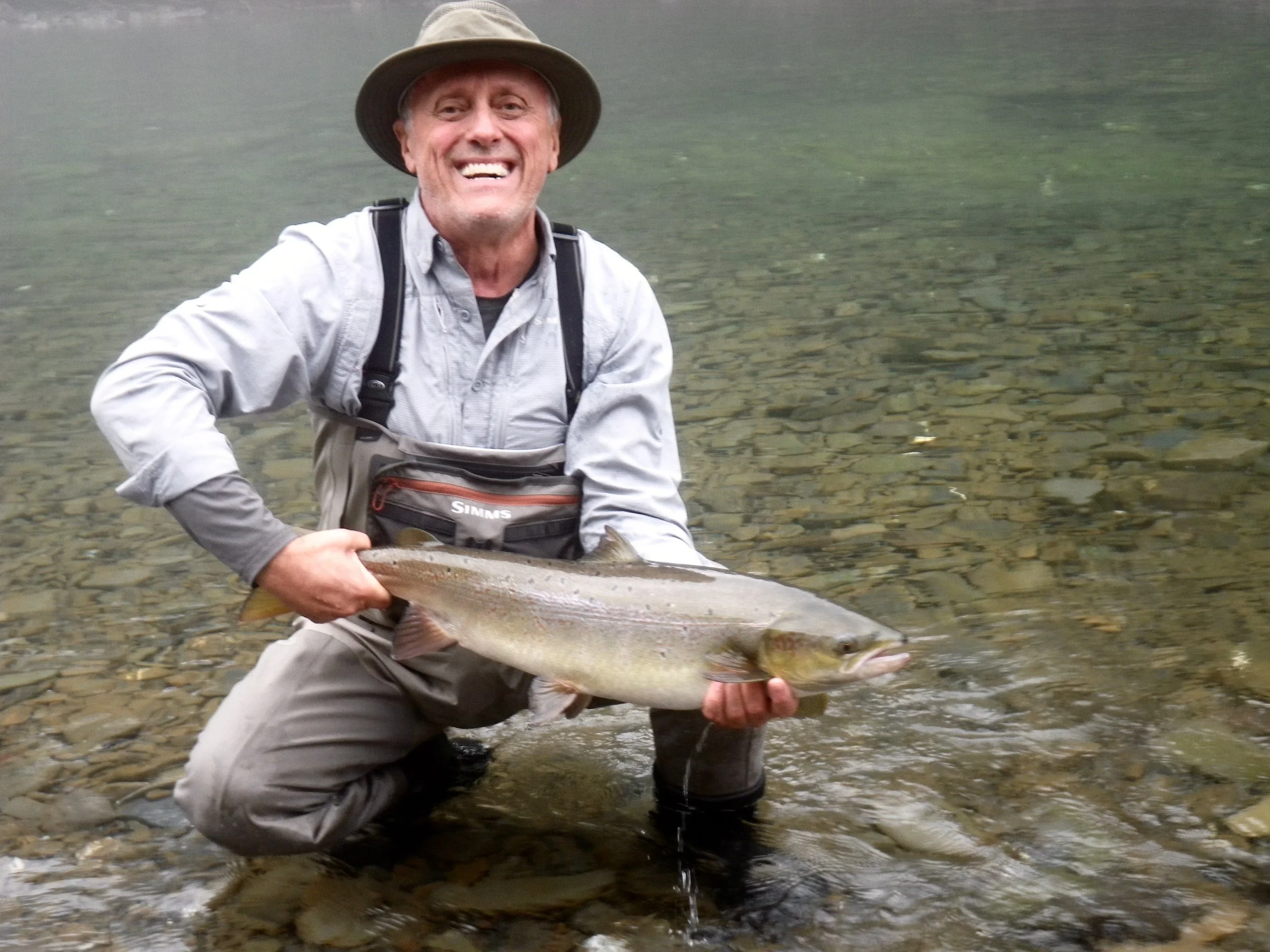 Jocelyn Deschenes shows off a fine fish he land on the Bonaventure, Nice salmon Jocelyn!
