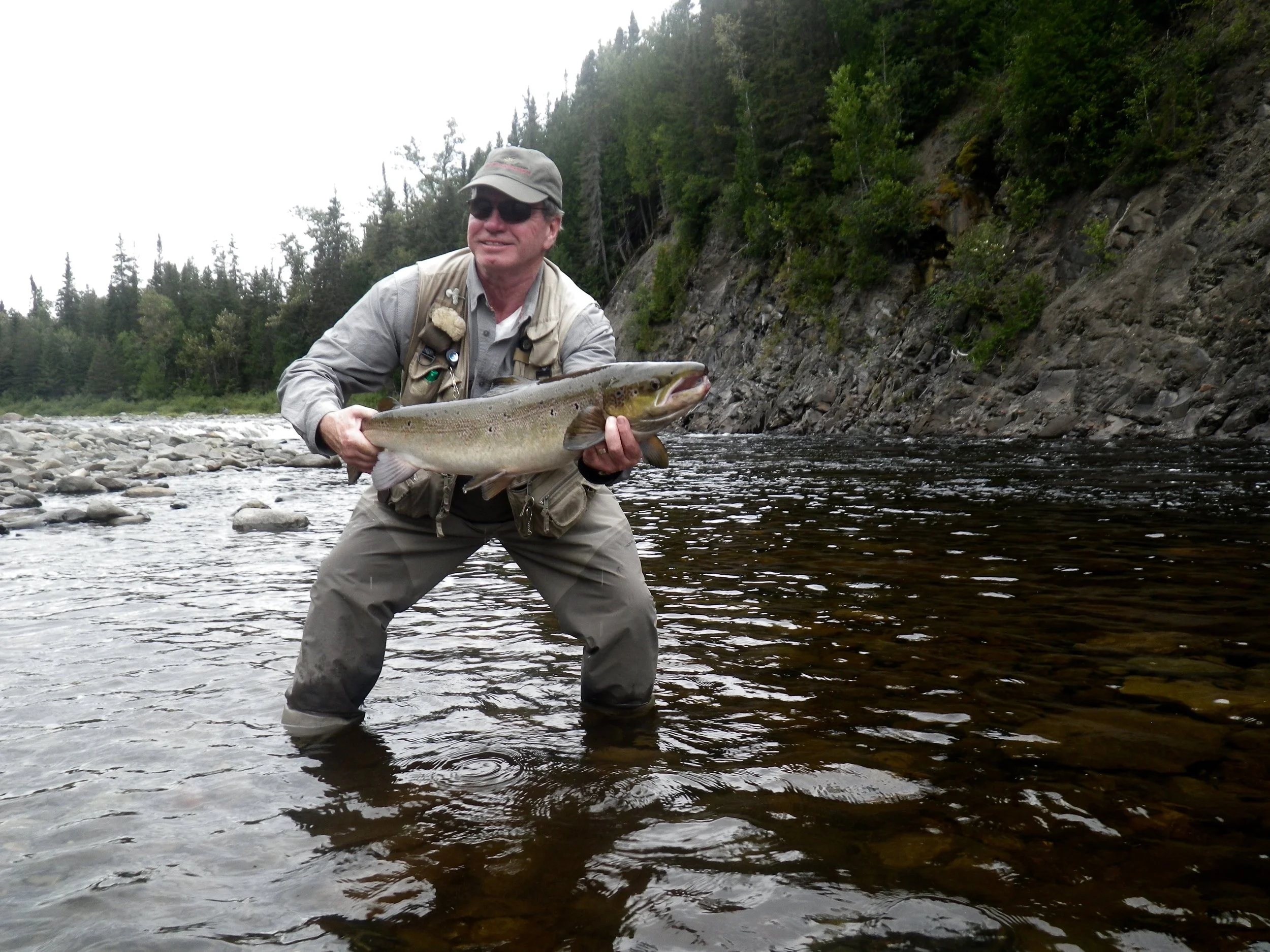 Stephen Hutchison lands this nice one on the Grand Cascapedia, Nice salmon Stephen!