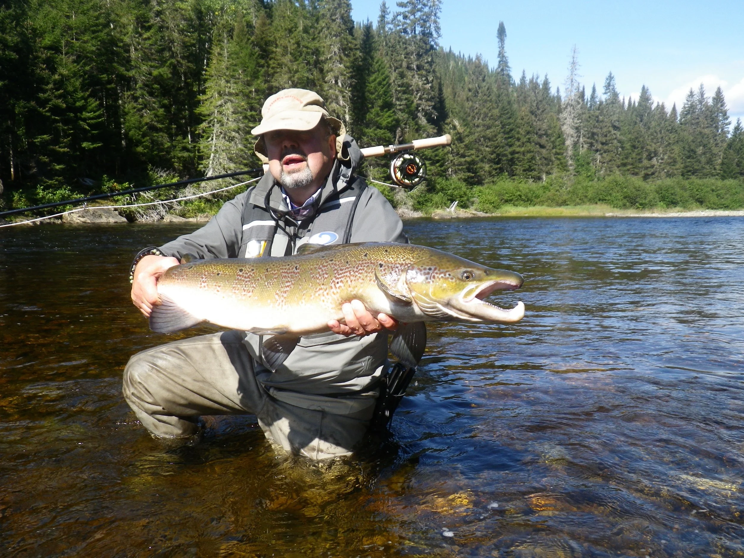 Pierre Brosseau with his first Cascapedia salmon of the year, Congratulations Pierre!