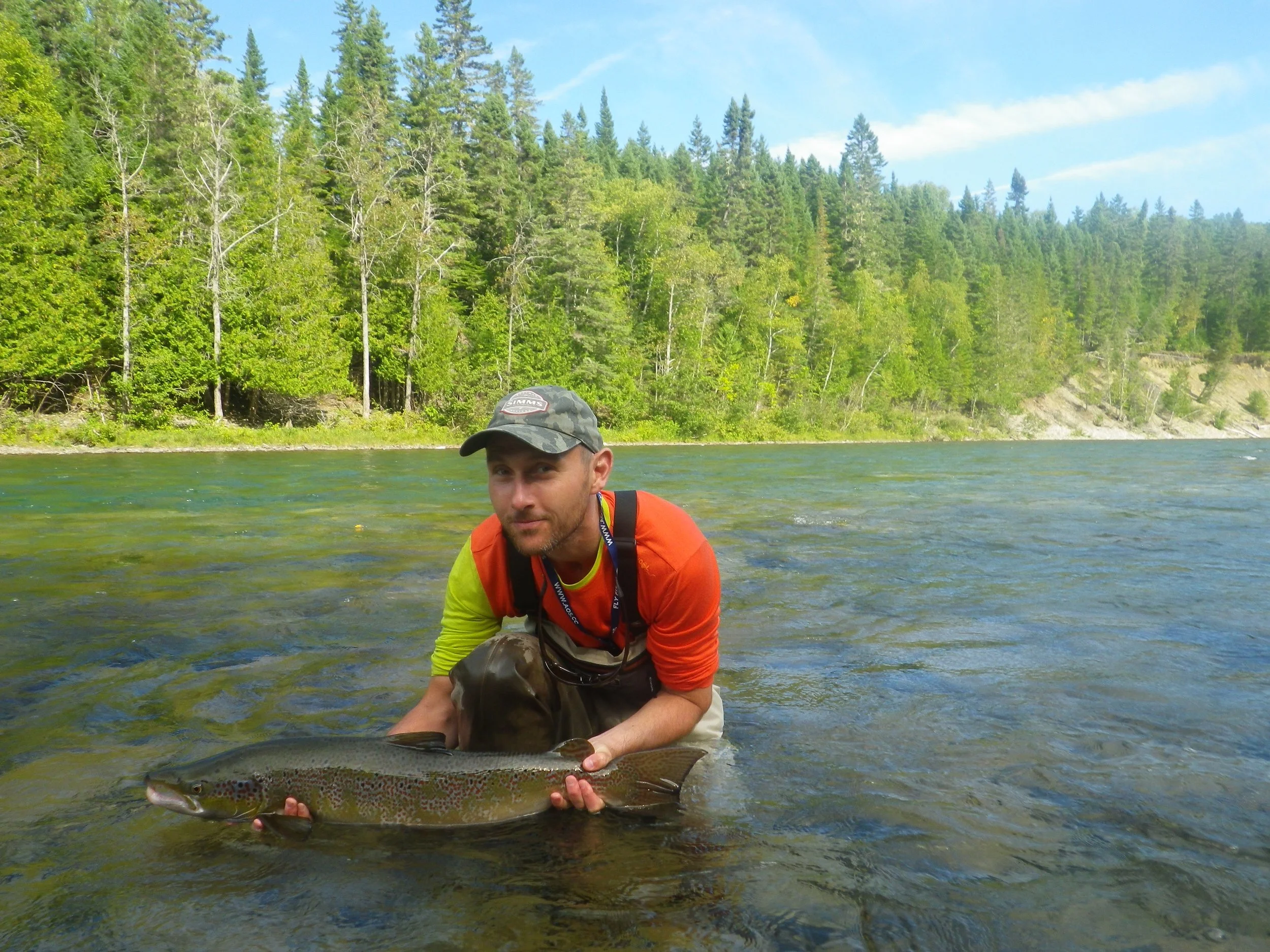 Klaus Vander lands this fine salmon on the Bonaventure, Nice salmon Klaus. 