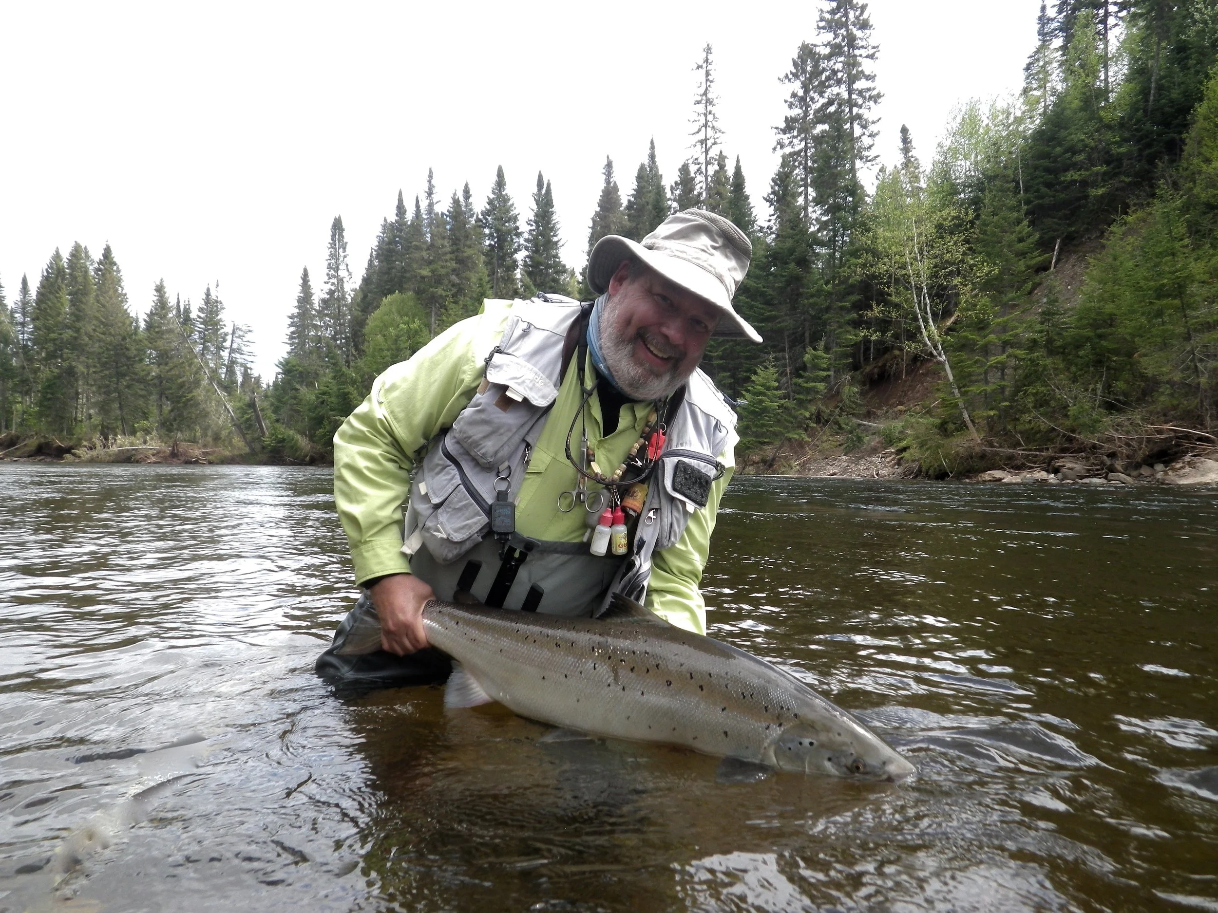Dan Greenberg with a fine salmon from The Grand Cascapedia, Nice one Dan!