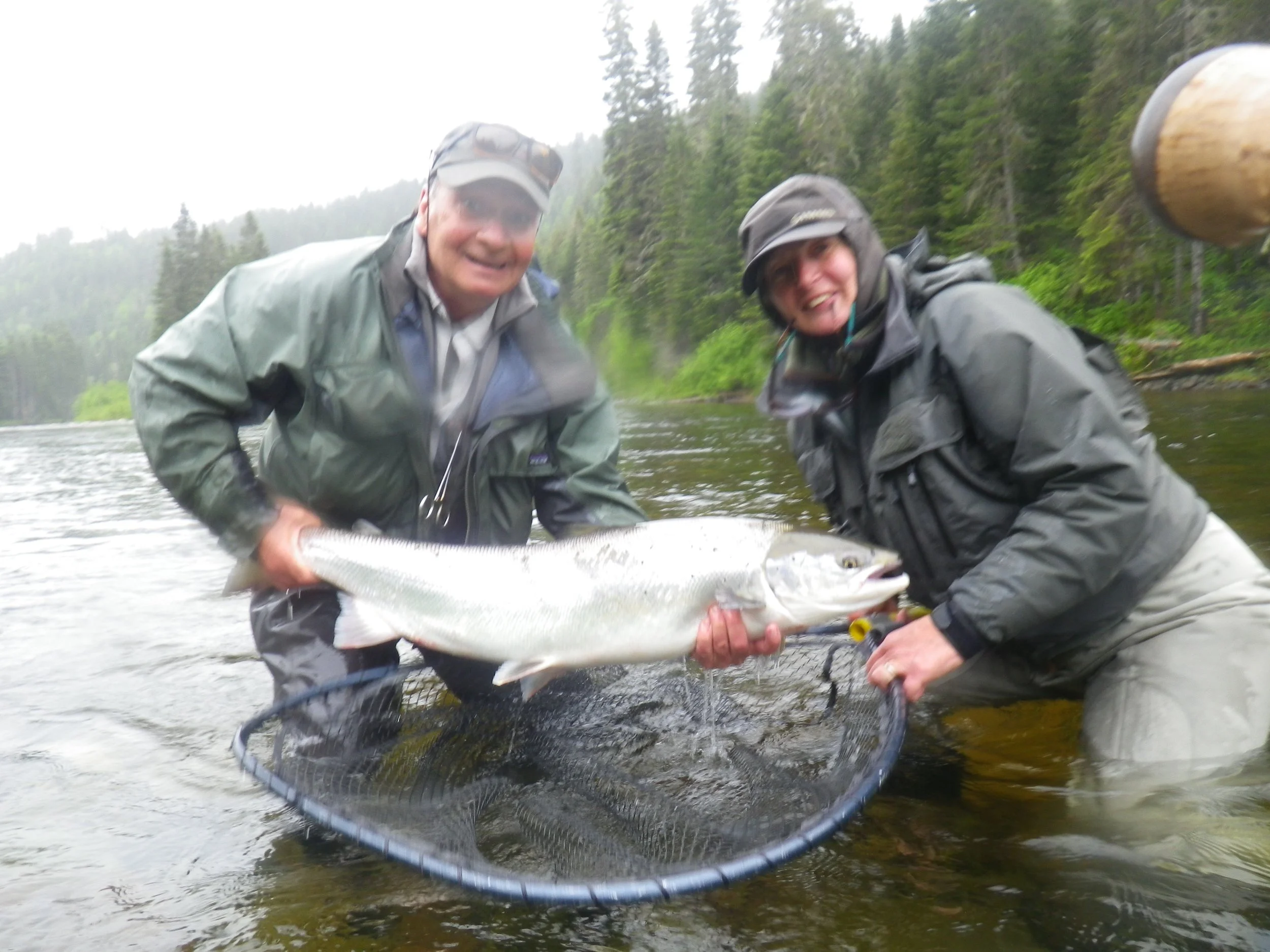 Jenny Gray with Salmon Lodge Guide Clement Bernier, well done Jenny! 