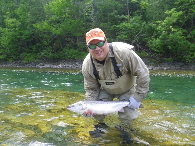 Thomas Smith with his first Atlantic salmon, Congratulations Thomas!