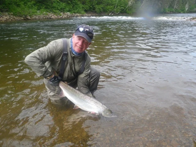 Salmon Lodge regularJohn Allman with a fine Grand Cascapedia fish, congratulations John! see you next year.