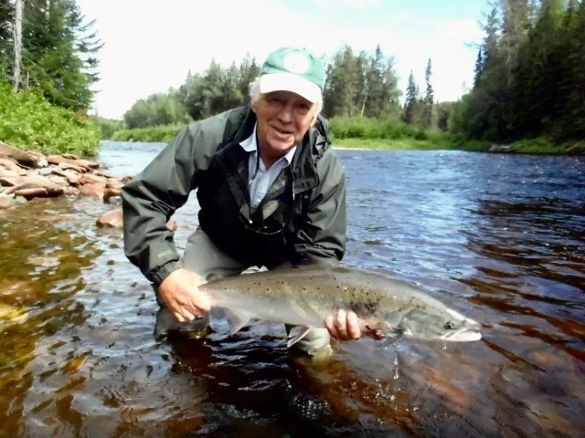 Salmon Lodge regular Eddy Bulley with his first Grand Cascapedia salmon for 2017, Congratulations Eddy! see you next year.