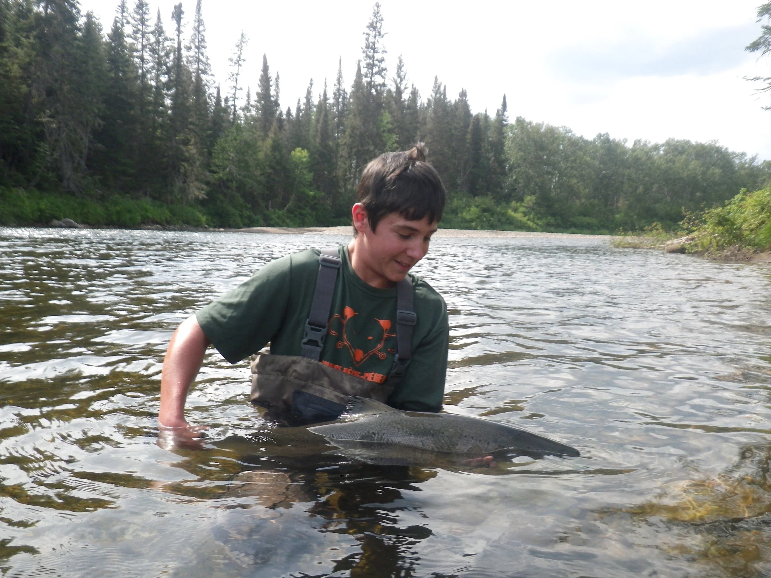 Jerome Letourneau AKA “KING OF THE RIVER” This was Jerome's first time Atlantic salmon fishing, three days three salmon! way to go Jerome!