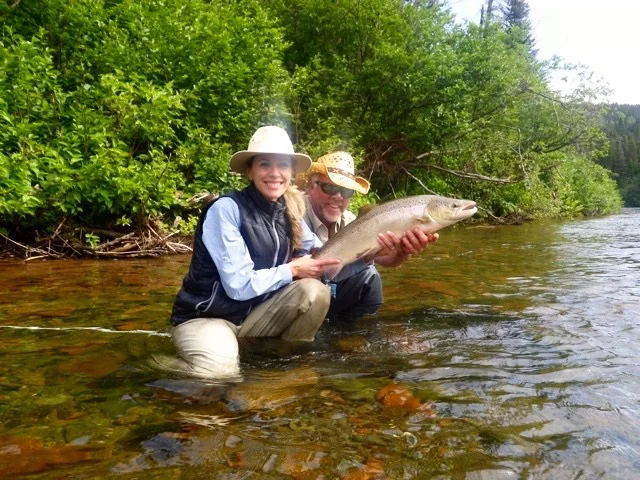 Patricia Lepage and Salmon Lodge Larry Dee, this was Patricia's first salmon, congratulations! well done.