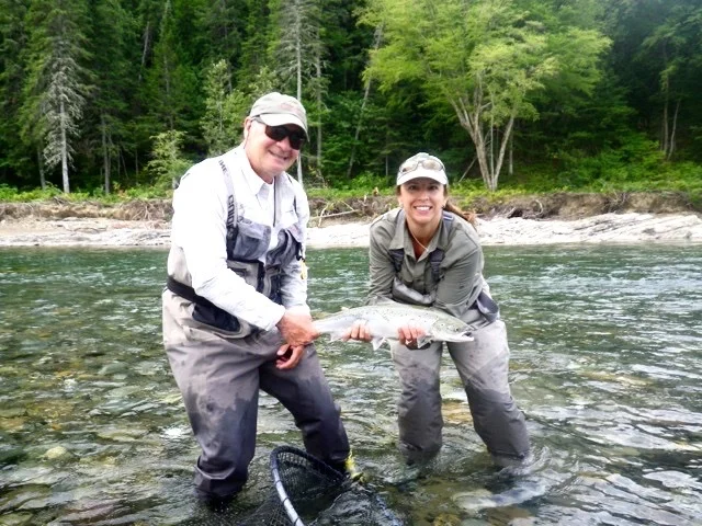 Pascale Poulin and Salmon Lodge guide Clement Bernier. This was Pascale's first Bonaventure salmon, congratulations Pascale!
