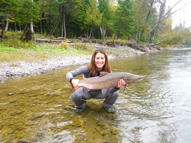 Alma Yates with her first salmon of the trip, well done Alma!