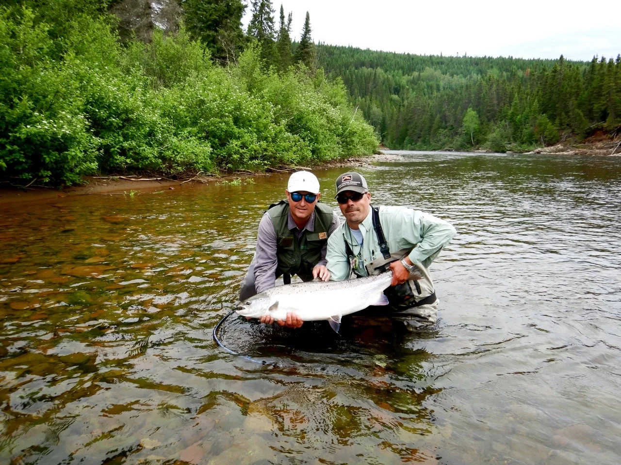 This is Arnaud Duport's (Left) second time at Salmon Lodge, He was coached by master guide Jean Marc Clermont ,Congratulations Arnaud!
