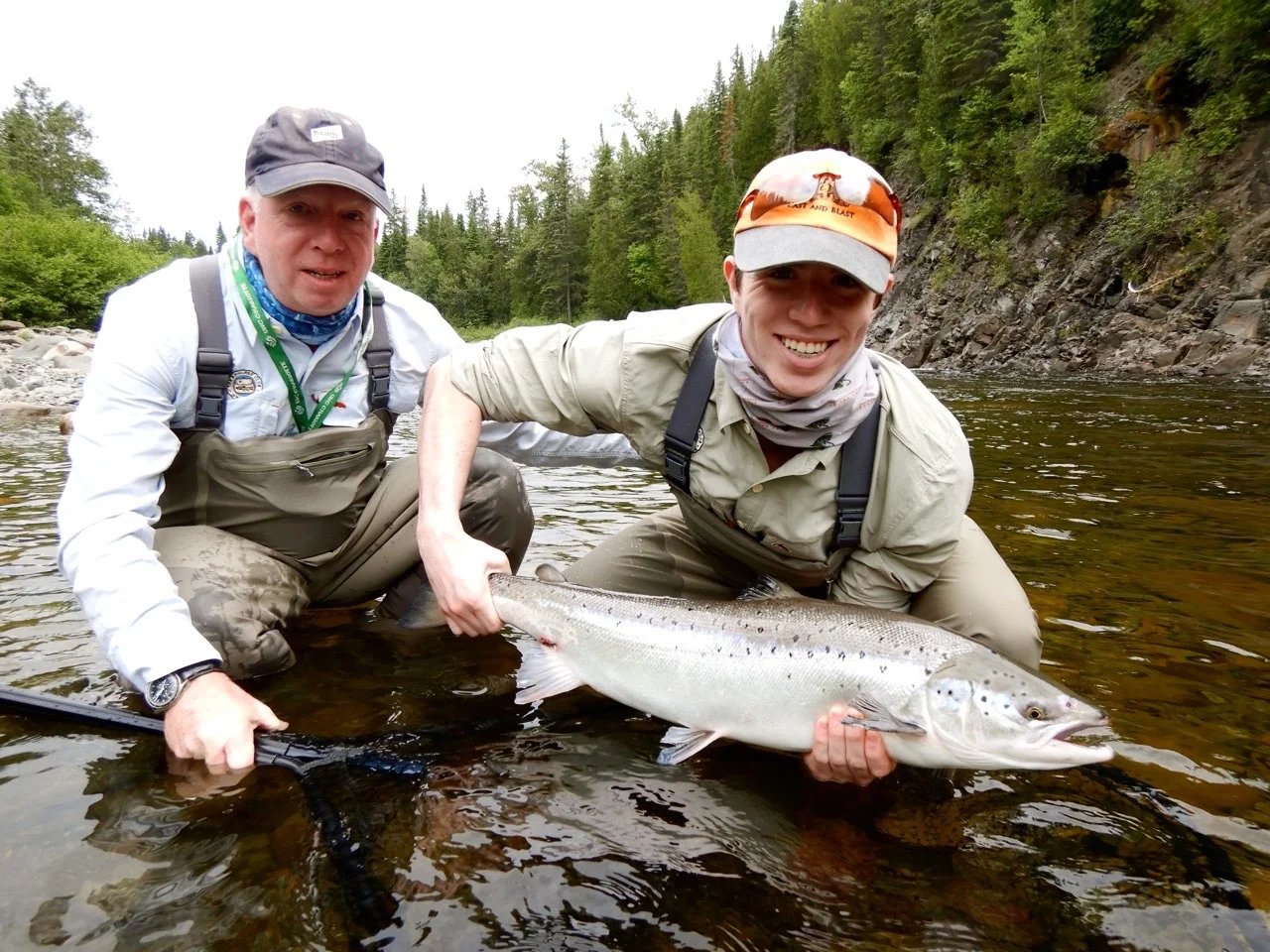 John Allman with his son Jack , they landed this one on the Grand guided by Salmon Lodge guide Clement Bernier. Nice one Jack!